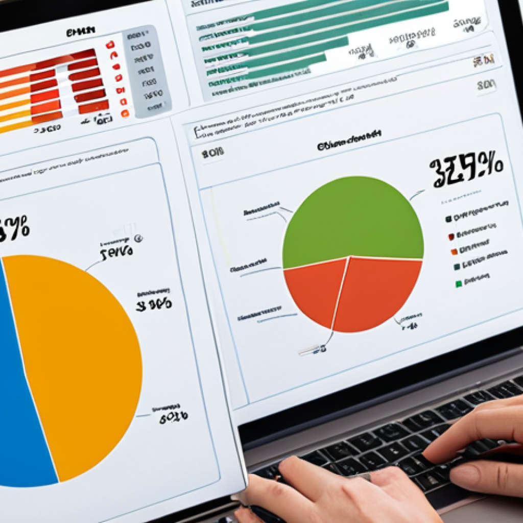 **Image Prompt:** A vibrant marketing campaign analysis. Focus on data visualization with charts highlighting successful ad elements (e.g., headlines) leading to increased click-through rates. Show a before-and-after scenario where statistical analysis transforms a struggling campaign into a successful one. Use a modern office setting with diverse team members collaborating around data-driven dashboards. The color palette should be bright and optimistic, reflecting the positive impact of statistics in marketing.