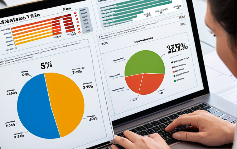 **Image Prompt:** A vibrant marketing campaign analysis. Focus on data visualization with charts highlighting successful ad elements (e.g., headlines) leading to increased click-through rates. Show a before-and-after scenario where statistical analysis transforms a struggling campaign into a successful one. Use a modern office setting with diverse team members collaborating around data-driven dashboards. The color palette should be bright and optimistic, reflecting the positive impact of statistics in marketing.